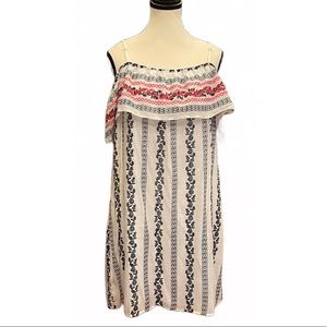 Blue Rain White, Pink & Blue off the shoulder dress Size M/L